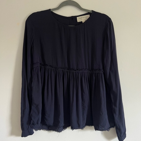 Cloth & Stone navy blue peplum top size xs - Picture 1 of 4